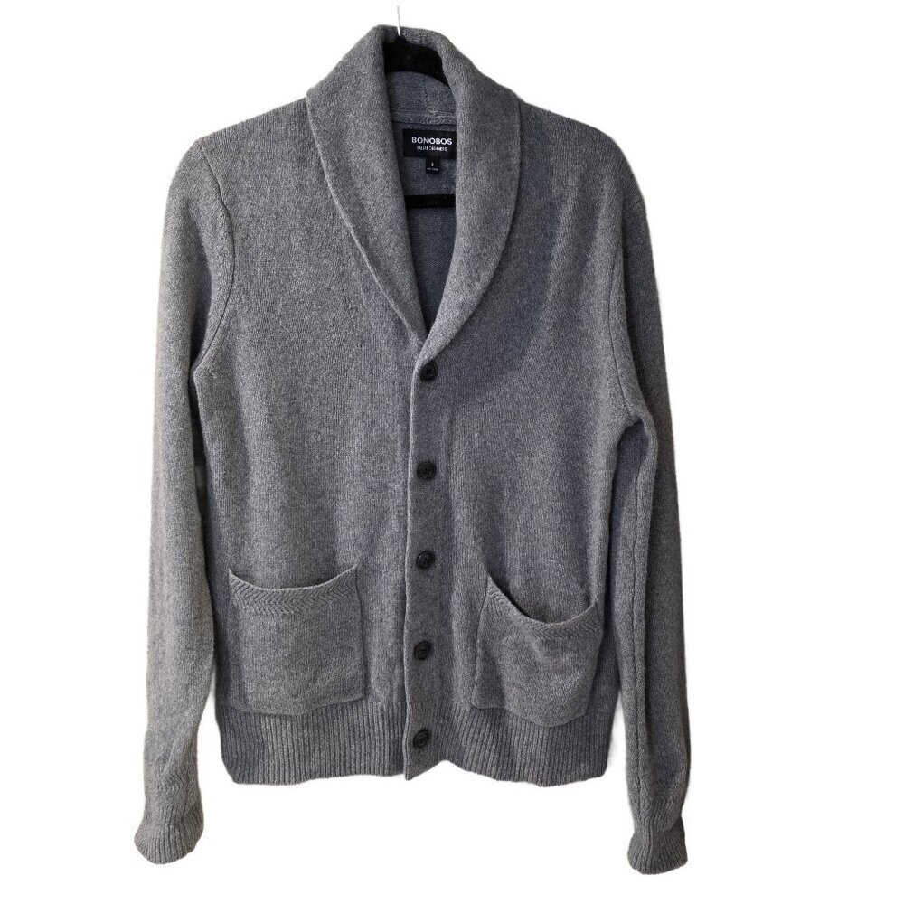 BONOBOS 100% Italian Cashmere Shawl Collar Cardigan - sz S Grey